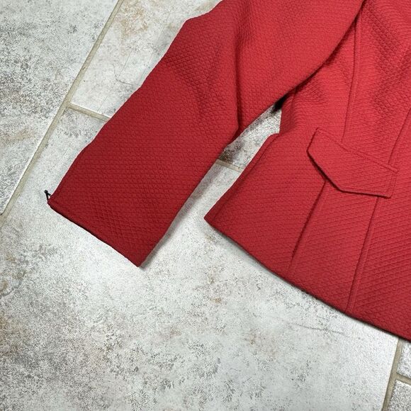 Talbots Quilted Jacket Womens 10 Pique Zipper Long Sleeve Blazer Rust Red - Picture 3 of 11